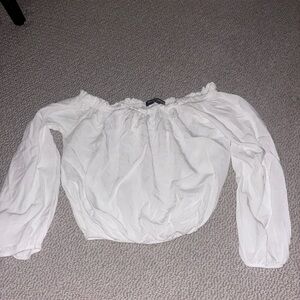 Brandy Melville White Off Shoulder Long Sleeve Top One Size